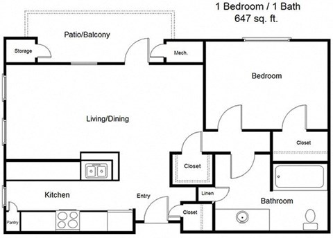 1 bedroom floor plan